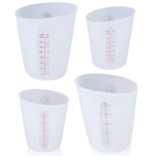 wugongshan 2 Pcs 250 ml/500 ml Silicone Measuring Cups, Silicone Reusable Mixing Pouring Measure Cups, Melt Stir Squeeze & Pour Measuring Cups for