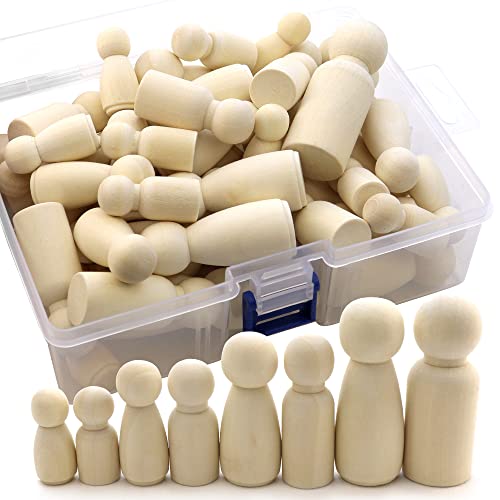 NODG 50 Pieces of Unfinished Wooden peg Dolls, Wooden Puppets,Doll Bodies, Decorative Wooden peg Dolls, Suitable for Children’s DIY Crafts, Painting,