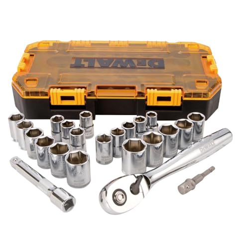 DEWALT Drive Socket Set, SAE/Metric, 1/2-Inch, 23-Piece (DWMT73813)