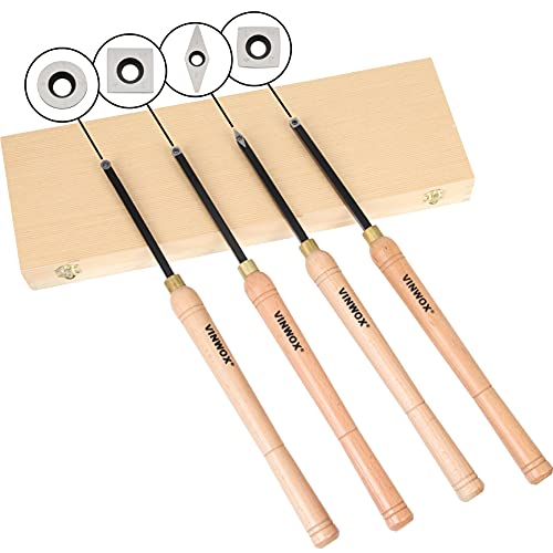 VINWOX 20″ Full Size 4 PCS Carbide Wood Lathe Turning Tool Set, Carbide Wood Lathe Chisel Set, Carbide Lathe Turning Tool, Carbide Turning Tool