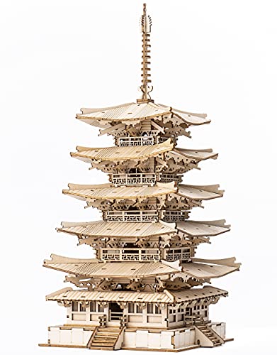 Rolife Five-Storied Pagoda 3D Wooden Model Kit for Adults – Unique DIY Puzzle Gift