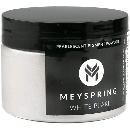 MEYSPRING White Pearl Mica Powder – 50g – White Resin Pigment – White Mica Powder for Epoxy Resin Art – White Epoxy Pigment and UV Resin Dye – Mica