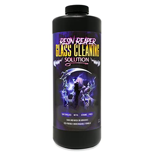 Resin Reaper Glass Cleaner 32 OZ | Pipe Cleaner | Safe on Glass, Metal, Ceramic, and Pyrex | 420 710 Friendly Cleaning | Soak and Wash – No Abrasives