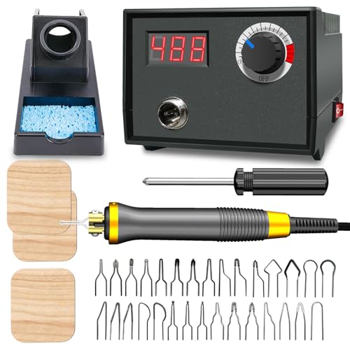 FIRElood Wood Burning Tool, Wood Burner kit Pen 25~750℃, Wood Burning kit with Digital Thermometer Temperature Adjustable Temperature, 1 pyrographic