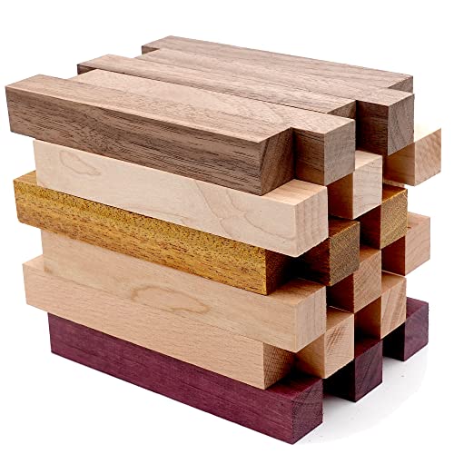 DICHA Wood Pen Blanks for Turning-Pen Blanks for Woodturning Burl-Black Walnut,Hard Maple,Merbau,Cherry,Beech,Purple heart-3/4″ x 3/4″ x 5″ (30 Pack)