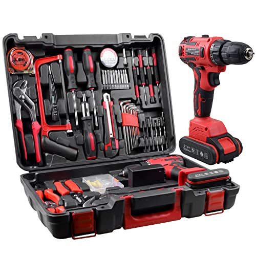 jar-owl Cordless Drill Set, 21V Brushless Drill Driver Kit, 1x 1.5Ah Li-ion Batteries, 319 In-lbs Torque, 3/8”Keyless Chuck, 2-Variable Speed, 25+1