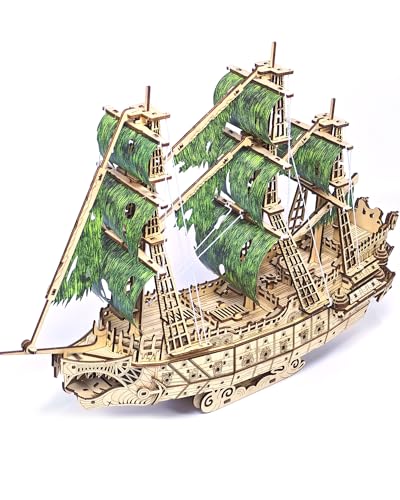 Challenging Flying Dutchman 3D Wooden Pirate Ship Puzzle Kit for Adults – Perfect Gift for Enthusiasts