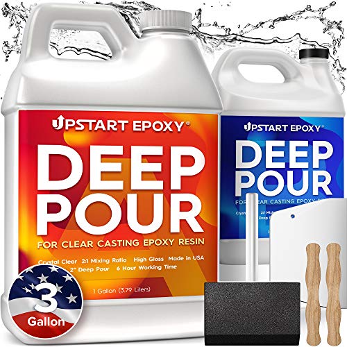 Upstart Epoxy 2″ Deep Pour Epoxy Resin Kit DIY – Made in USA – 2 Part Formulation – Perfect Casting Resin for River Table, Countertop, Tabletop, Art,