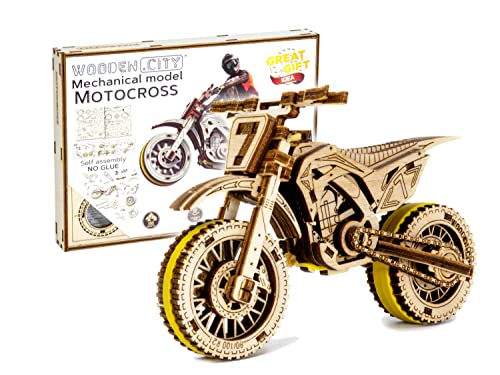 Motocross 3D Wooden Motorcycle Puzzle for Adults – Intricate Model Building Kit