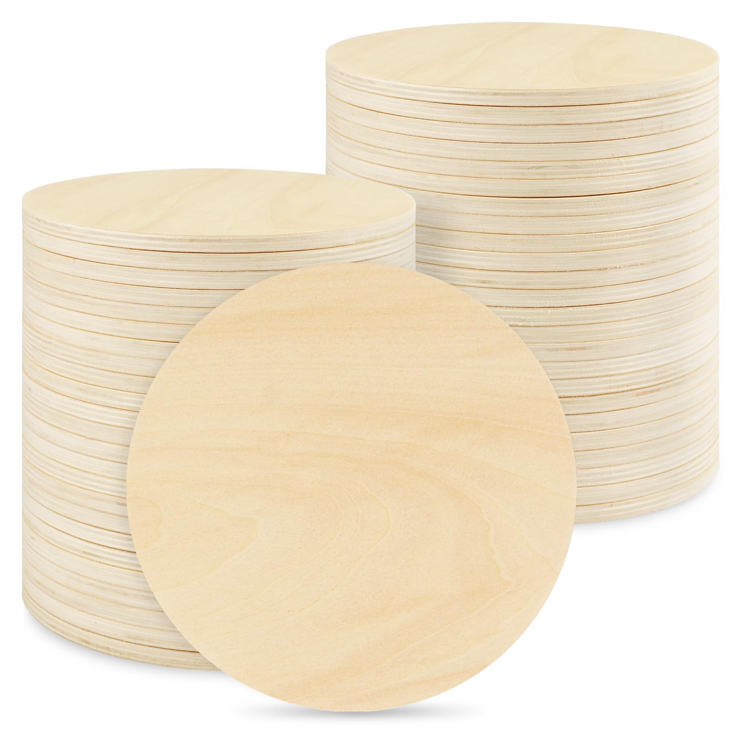 50 PCS 4 Inch Unfinished Wood Circles, Thickness 6 mm, Wooden Rounds for Crafts, Wood Discs for DIY Painting Decorations, Weddings and Parties,by