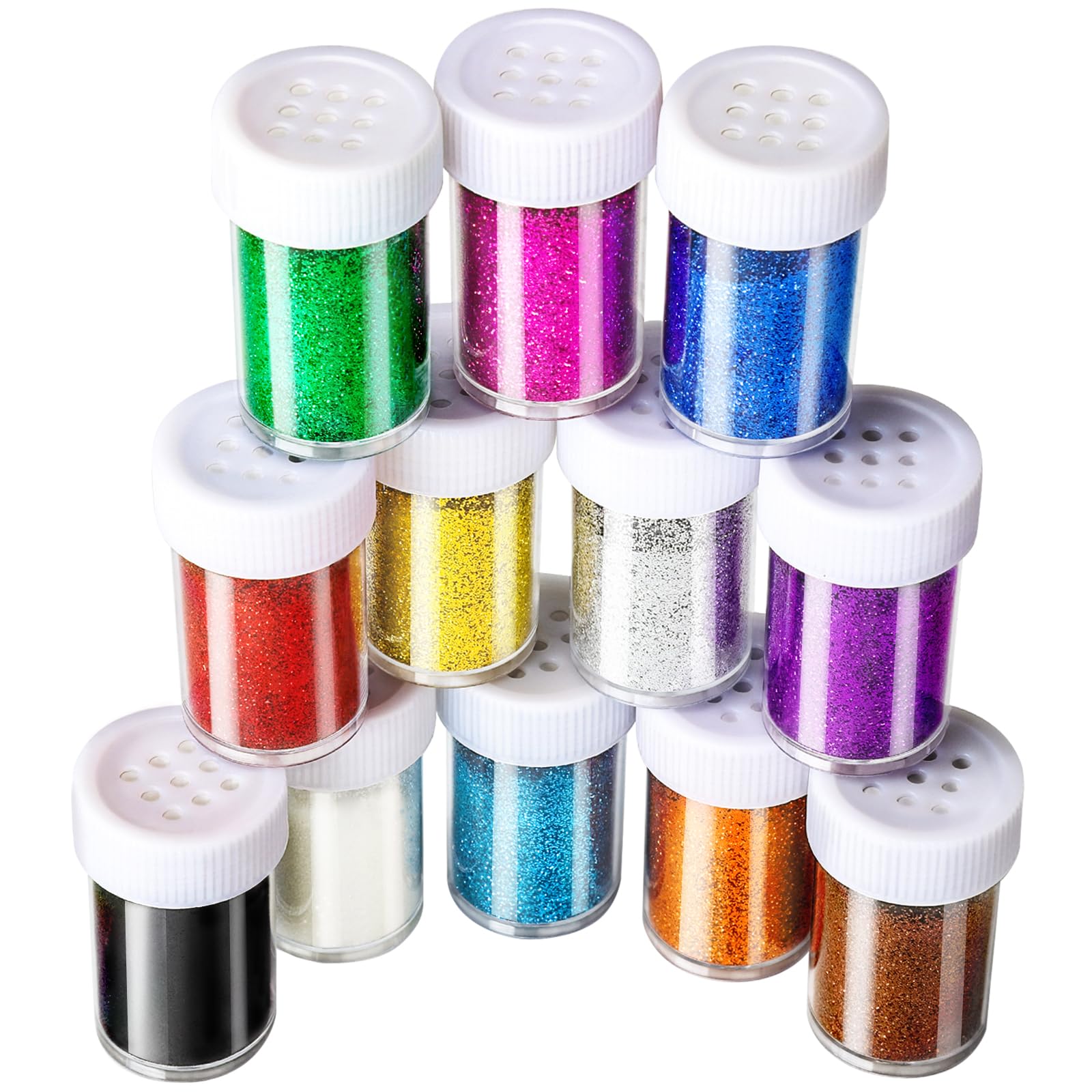 Glitter, Teenitor Fine Glitter, Glitter for Resin, Glitter Crafts and Arts, Scrapbooking, Paints, Assorted Color Kit, 15g Each, Set of 12