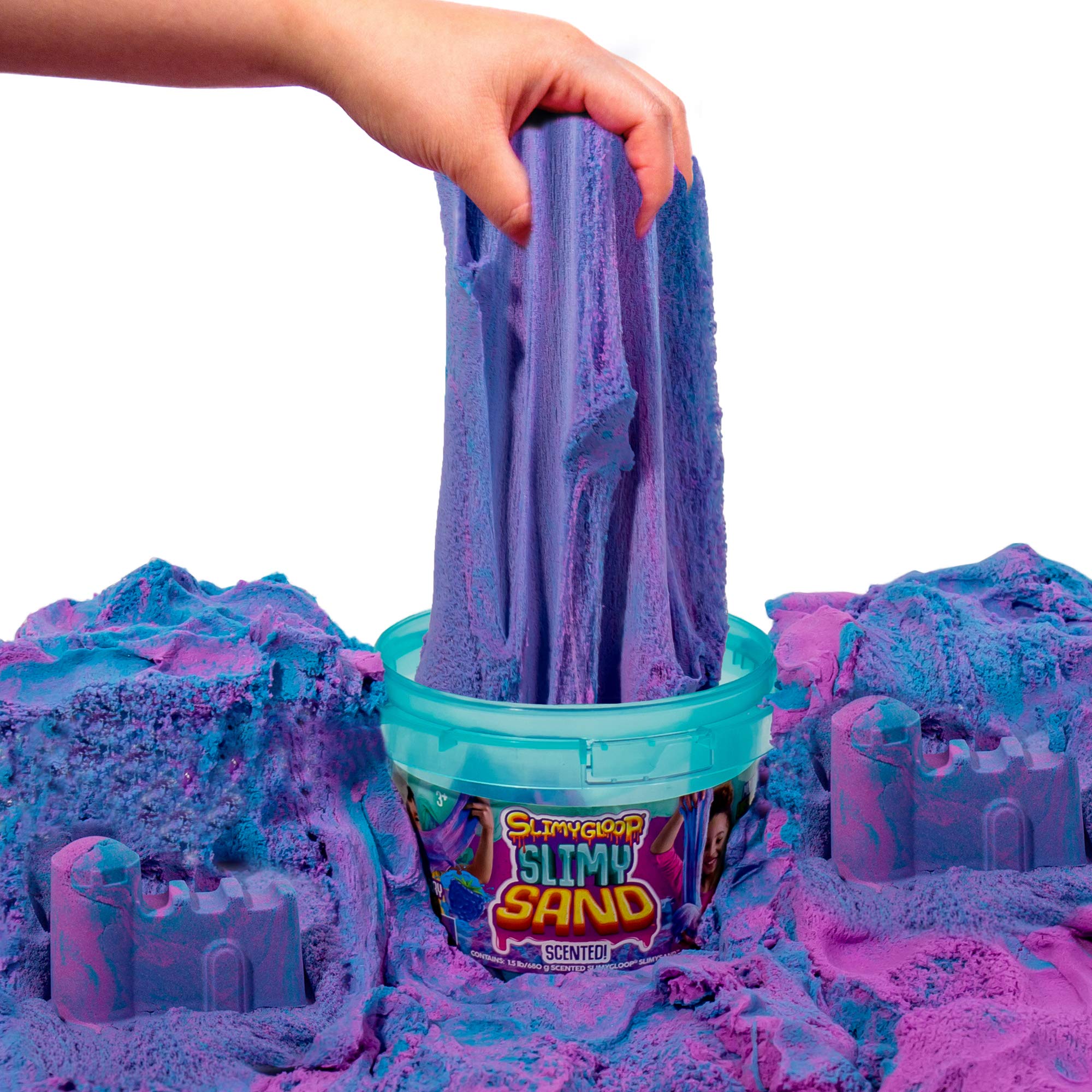 SLIMYSAND by Horizon Group USA, 1.5 lbs of Berry Scented Moldable, Stretchable, Expandable Cloud Slime, Blue & Purple Marbled, Slimy Play Sand in