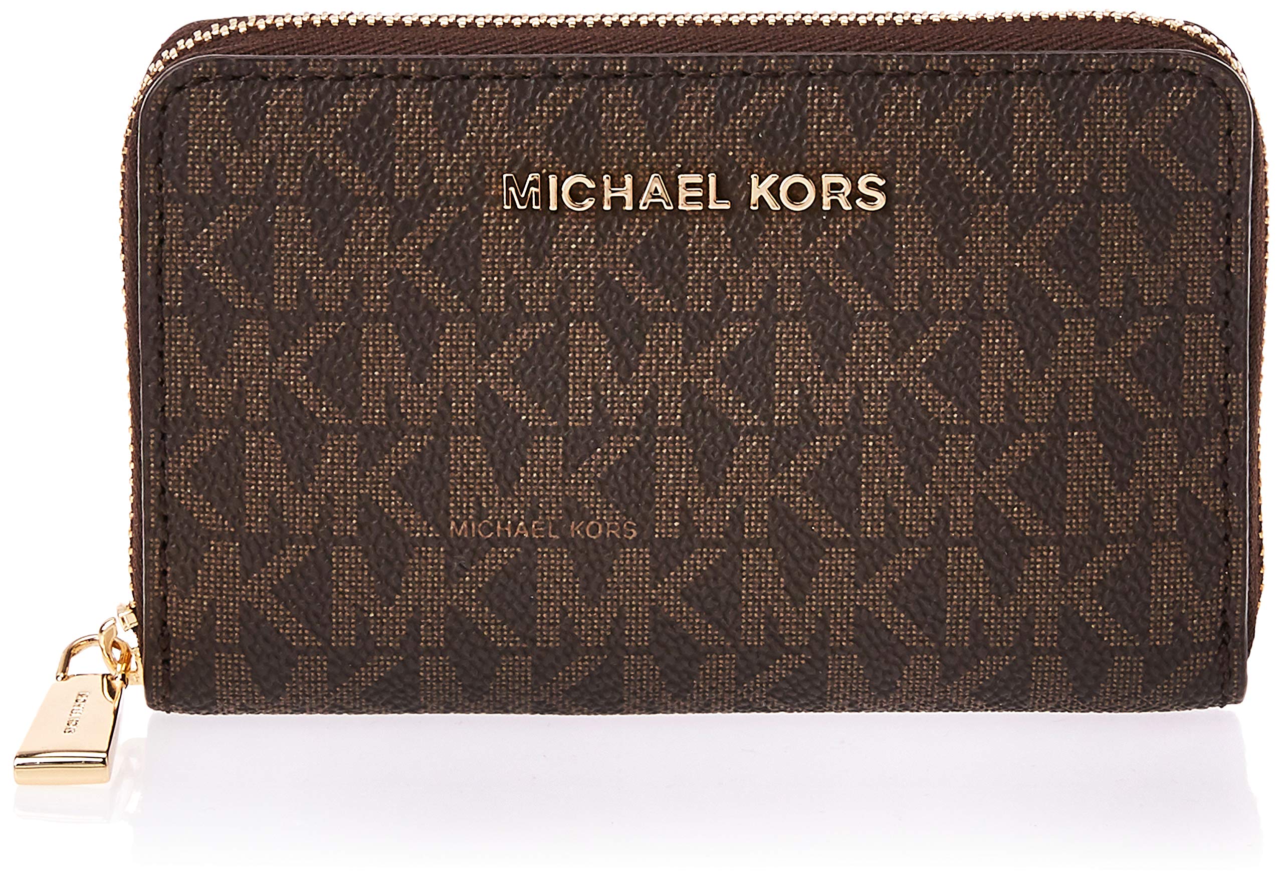 Michael Kors Jet Set Small Zip Around Leather Card Case Brown/Acorn One Size