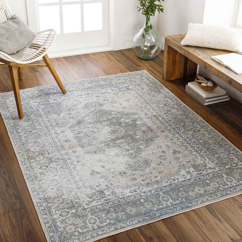 Edmond Traditional Denim Washable Area Rug