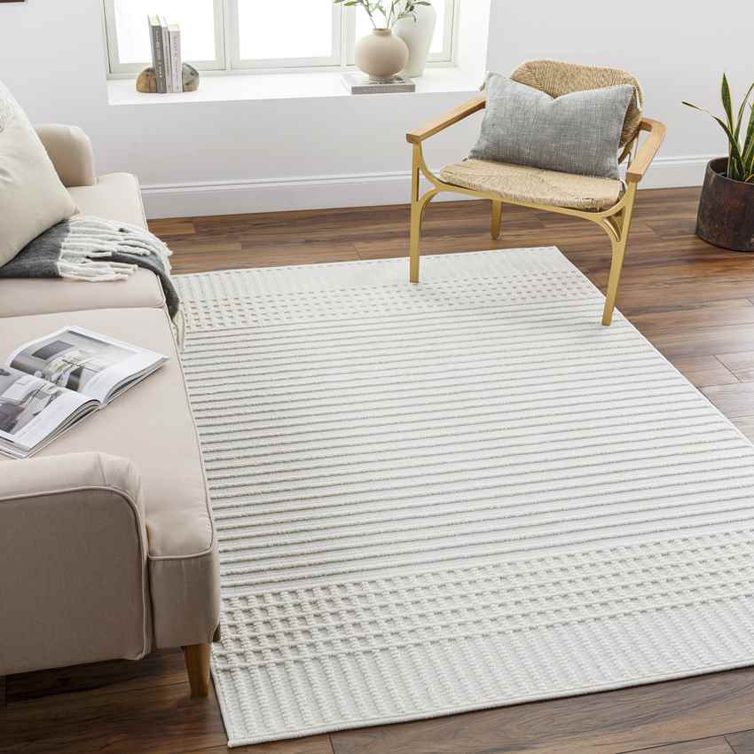 Burkesville Modern Ivory Washable Area Rug