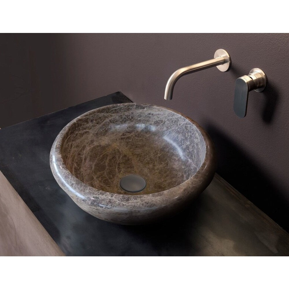 Emperador Brown Natural Stone Marble Drop-in Vessel Sink Polished  (D)16″ (H)6″