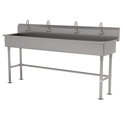 Advance Tabco FS-FM-80EFADA – Hand Sink, free standing, with (4) electronic faucets, 80″W (overall)