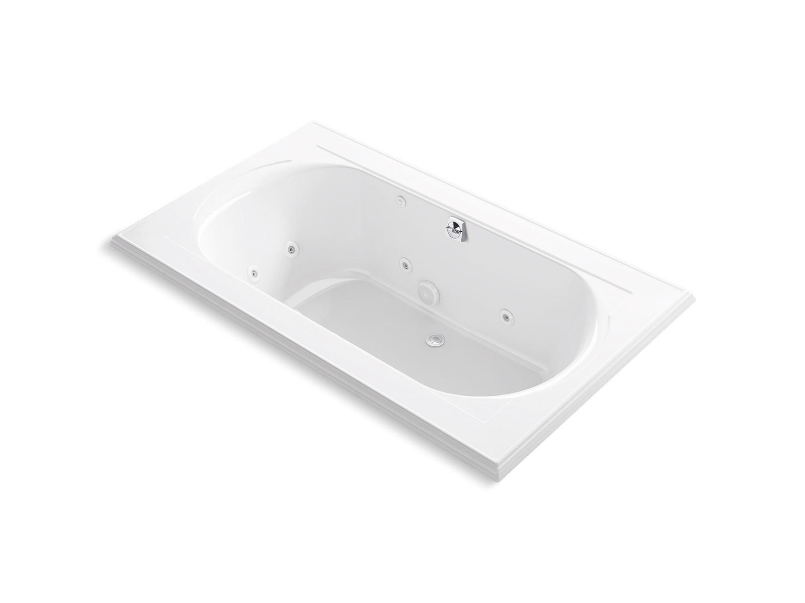 KOHLER K-1418-JHC-0 Memoirs 72″ X 42″ Drop-In Whirlpool Bath In White