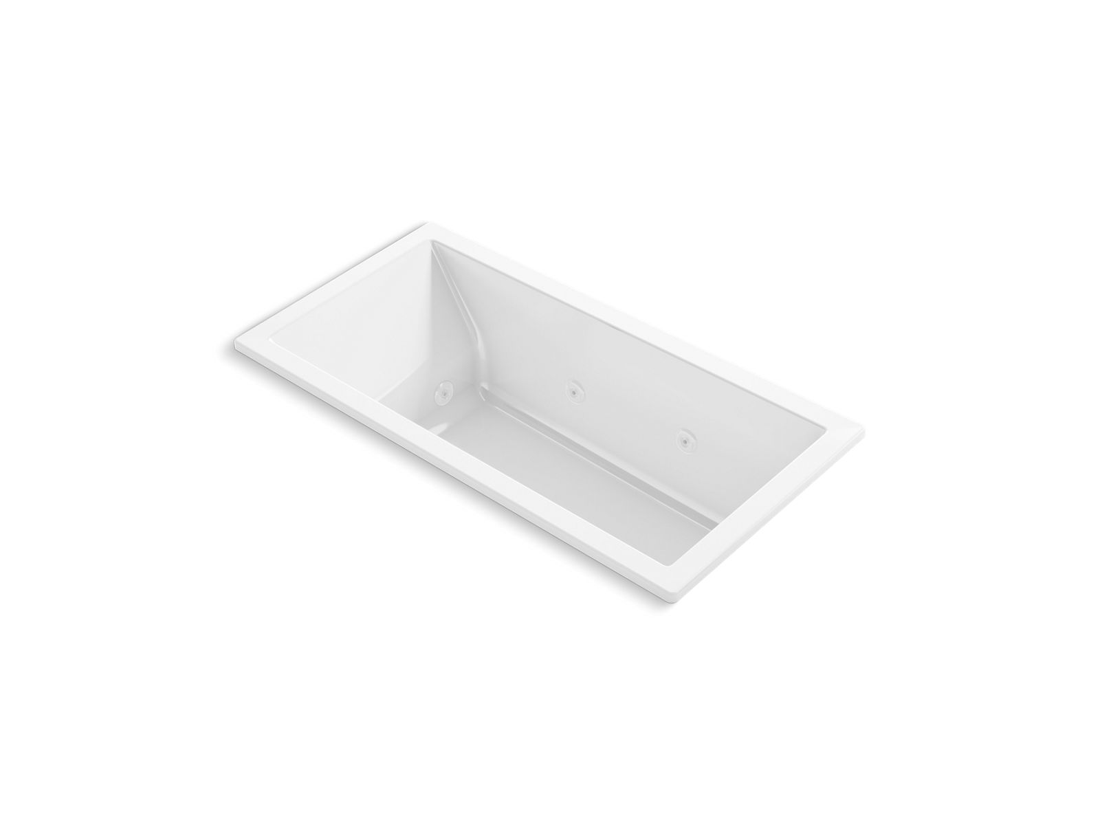 KOHLER K-1167-JH-0 Underscore 60″ X 30″ Drop-In Heated Whirlpool Bath In White