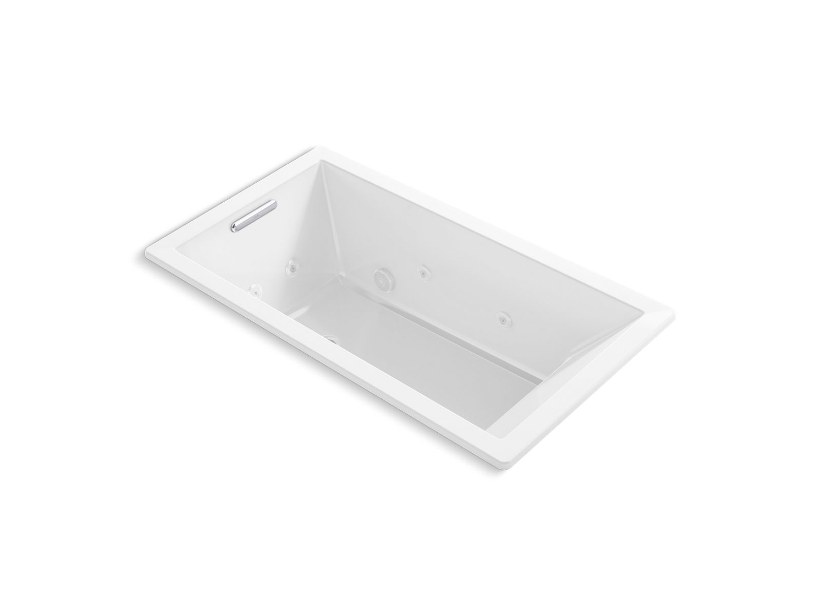 KOHLER K-1173-JH-0 Underscore 66″ X 36″ Drop-In Heated Whirlpool Bath In White