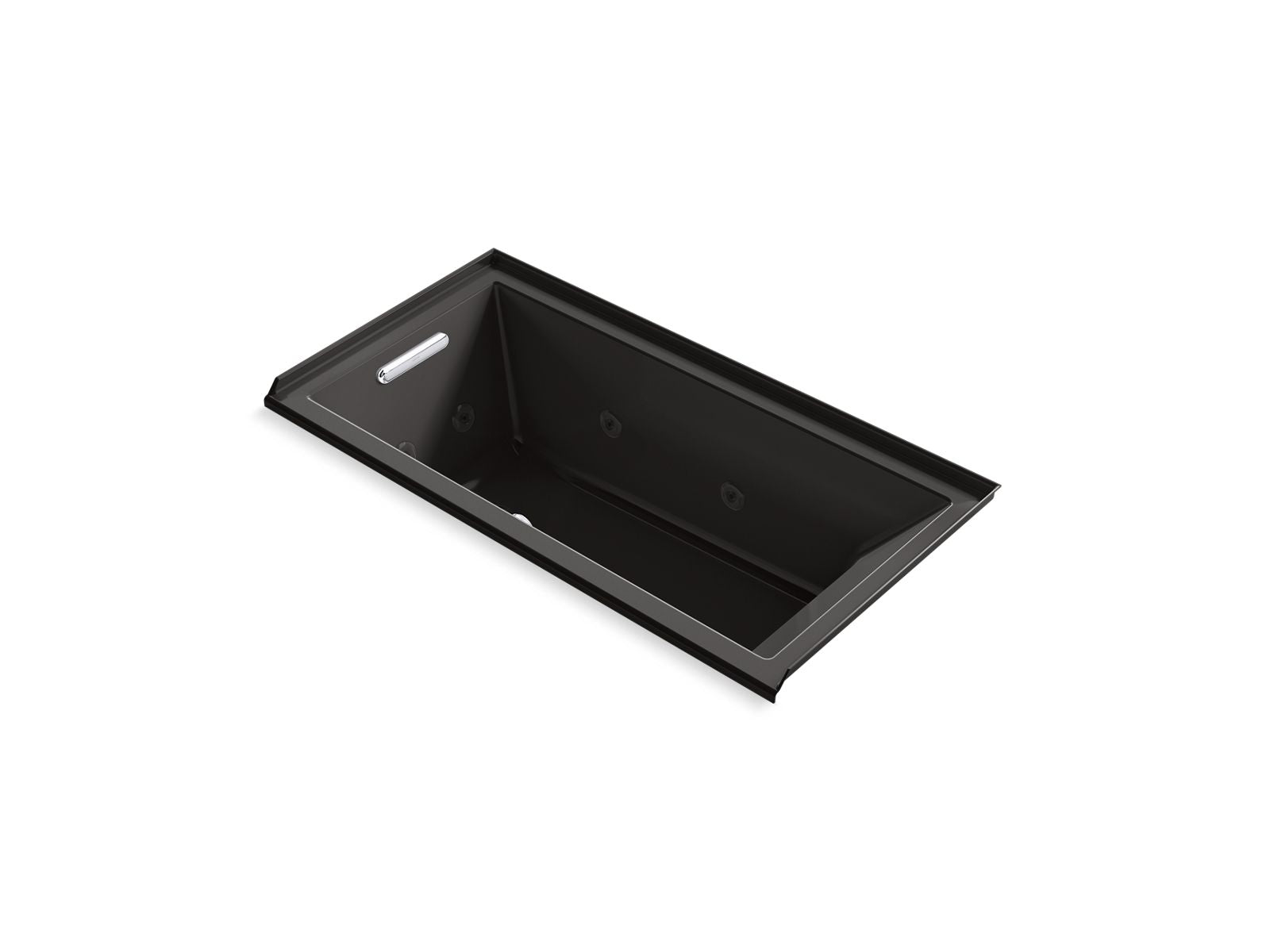 KOHLER K-1167-JLH-7 Underscore 60″ X 30″ Drop-In/Alcove Heated Whirlpool Bath, Left Drain In Black Black