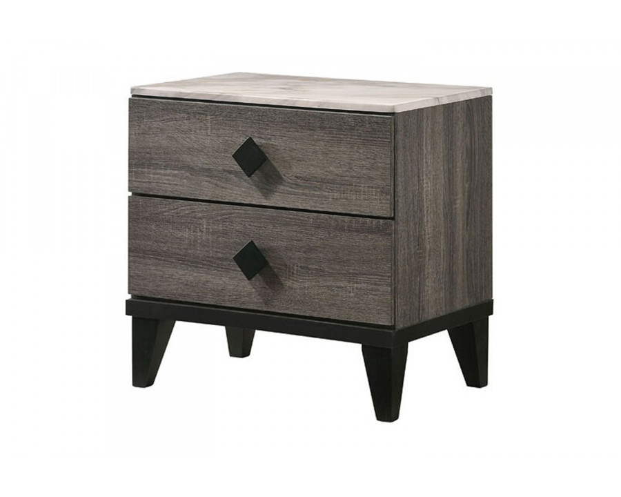 ACME – Avantika Nightstand in Faux Marble Top/Rustic Gray Oak