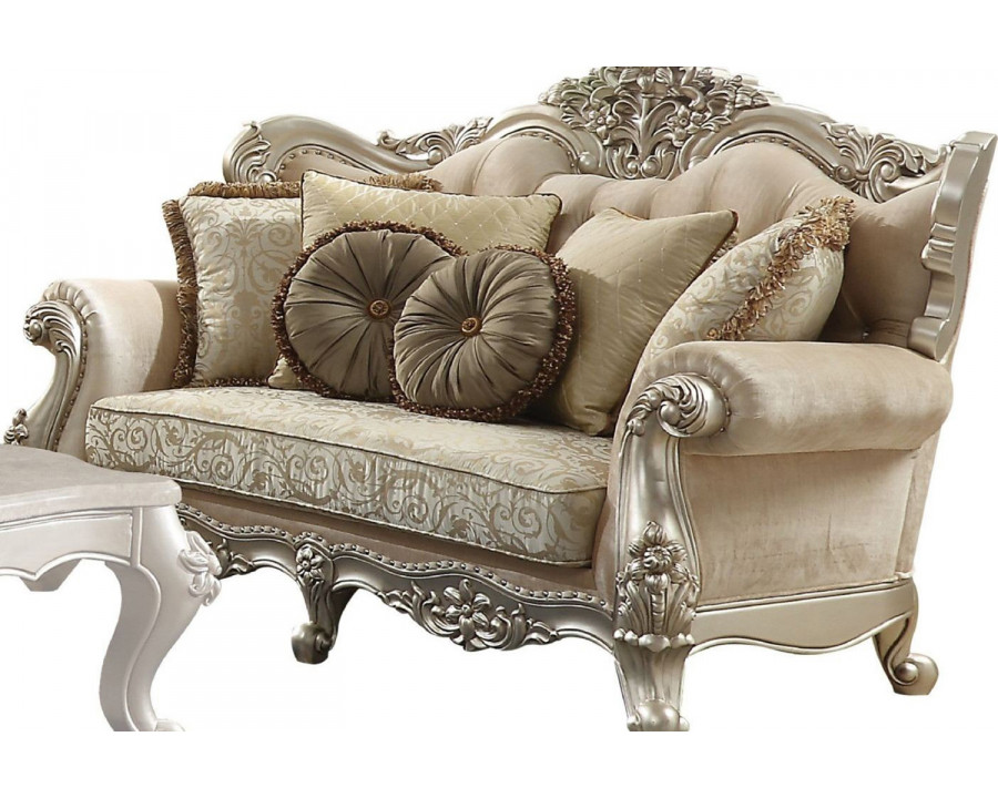 ACME – Bently Loveseat with 5 Pillows  (Same LV01580) in Champagne