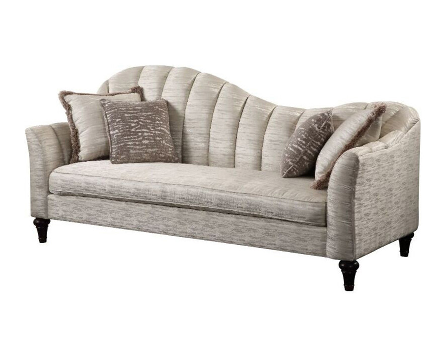 ACME – Athalia Sofa with 4 Pillows in Shimmering Pearl