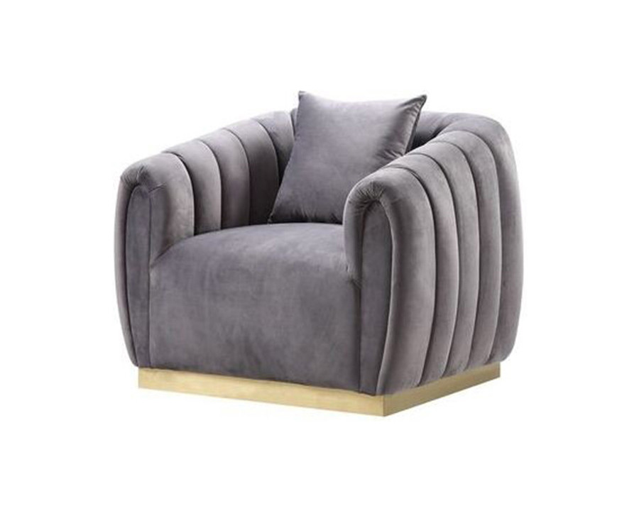 ACME – Elchanon Chair with Pillow in Gray/Gold