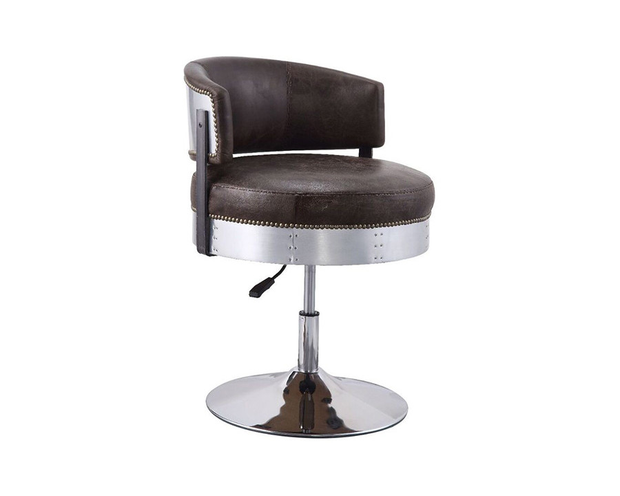 ACME – Brancaster Adjustable Stool with Swivel in Distress Chocolate/Chrome