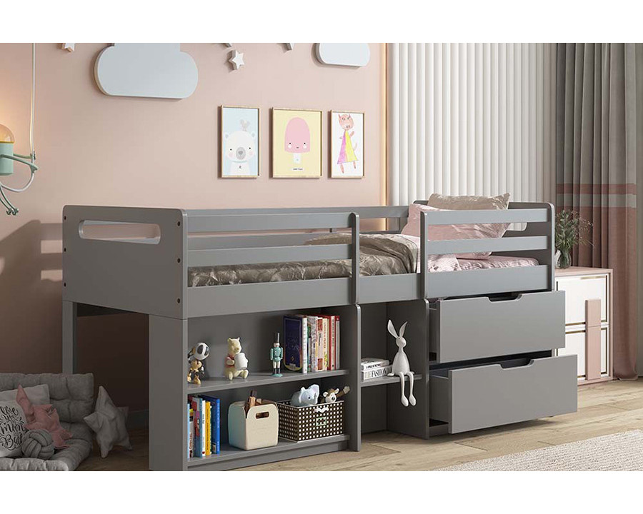 ACME – Fabiana Twin Loft Bed with Storage in Gray