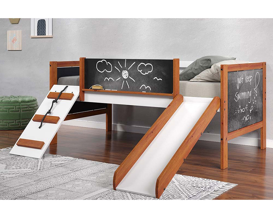 ACME – Aurea Twin Loft Bed with Slide in Cherry Oak/White