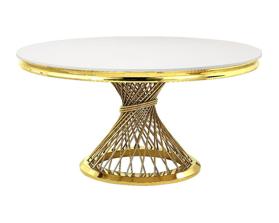 ACME – Fallon Dining Table in Engineered Stone/Mirrored Gold