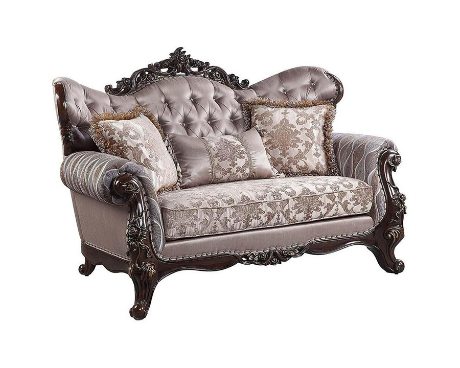 ACME – Benbek Loveseat with 3 Pillows in Antique Oak