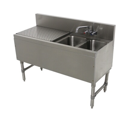 Advance Tabco PRB-19-42R – (2) Compartment Underbar Sink, 48″W, 23″ drainboard on left, (1) faucet