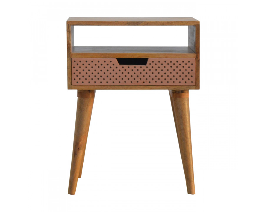 Artisan – Perforated Copper Nightstand with Open Slot in Copper