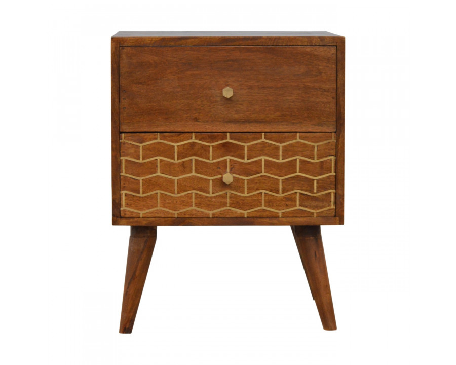 Artisan – Pattern Nightstand with 2 Drawer in Gold