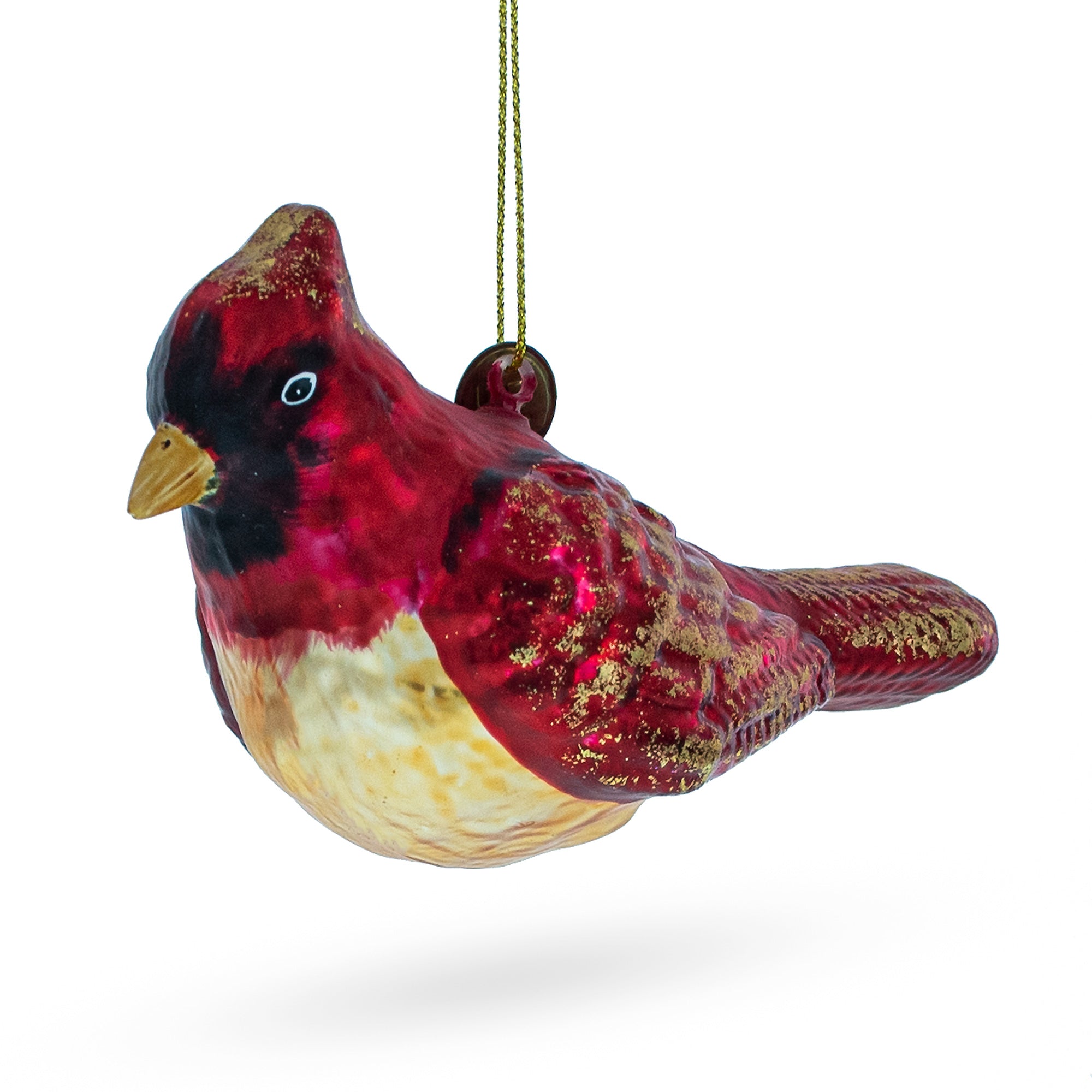 Graceful Red Cardinal Bird – Vibrant Blown Glass Christmas Ornament