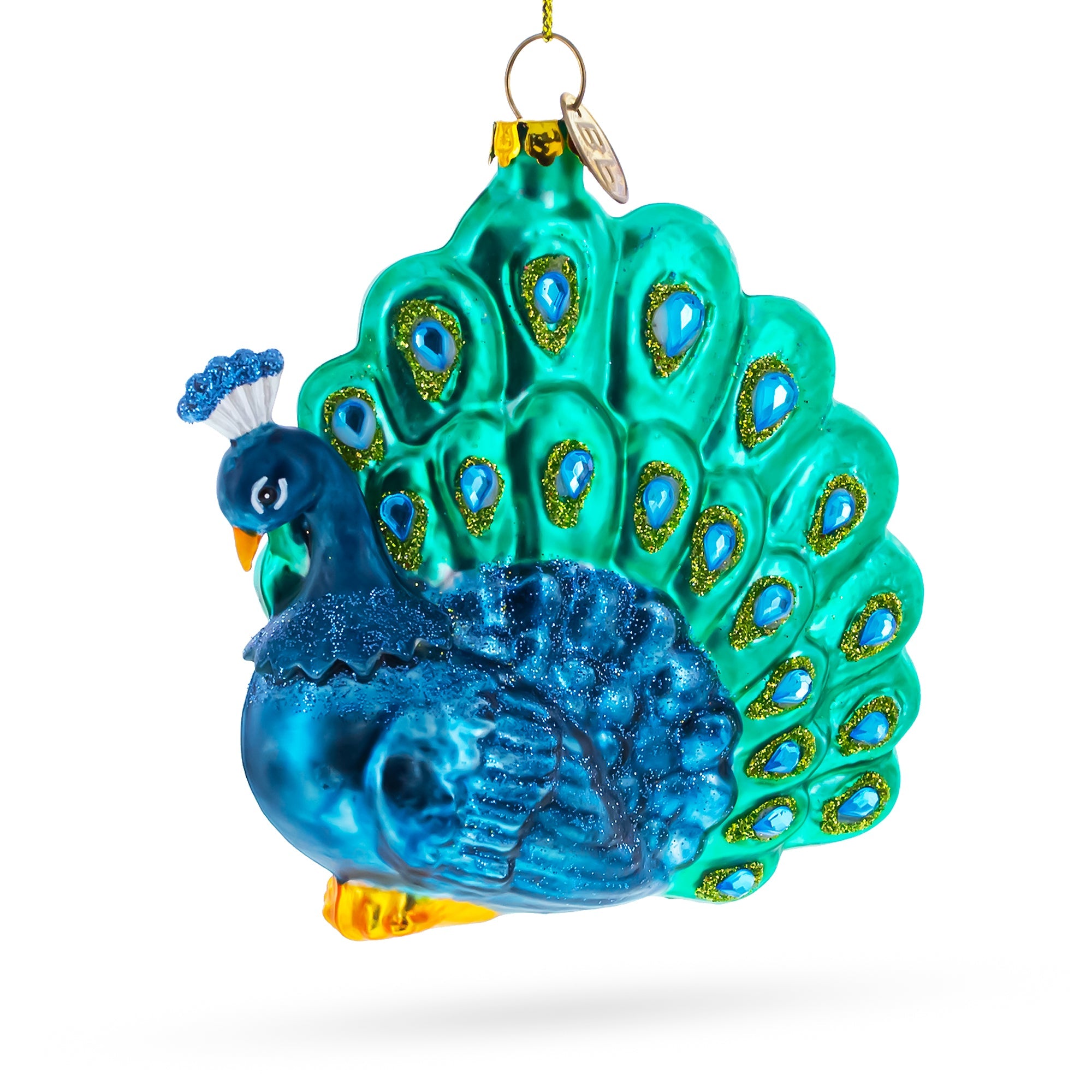 Chic Peacock – Blown Glass Christmas Ornament