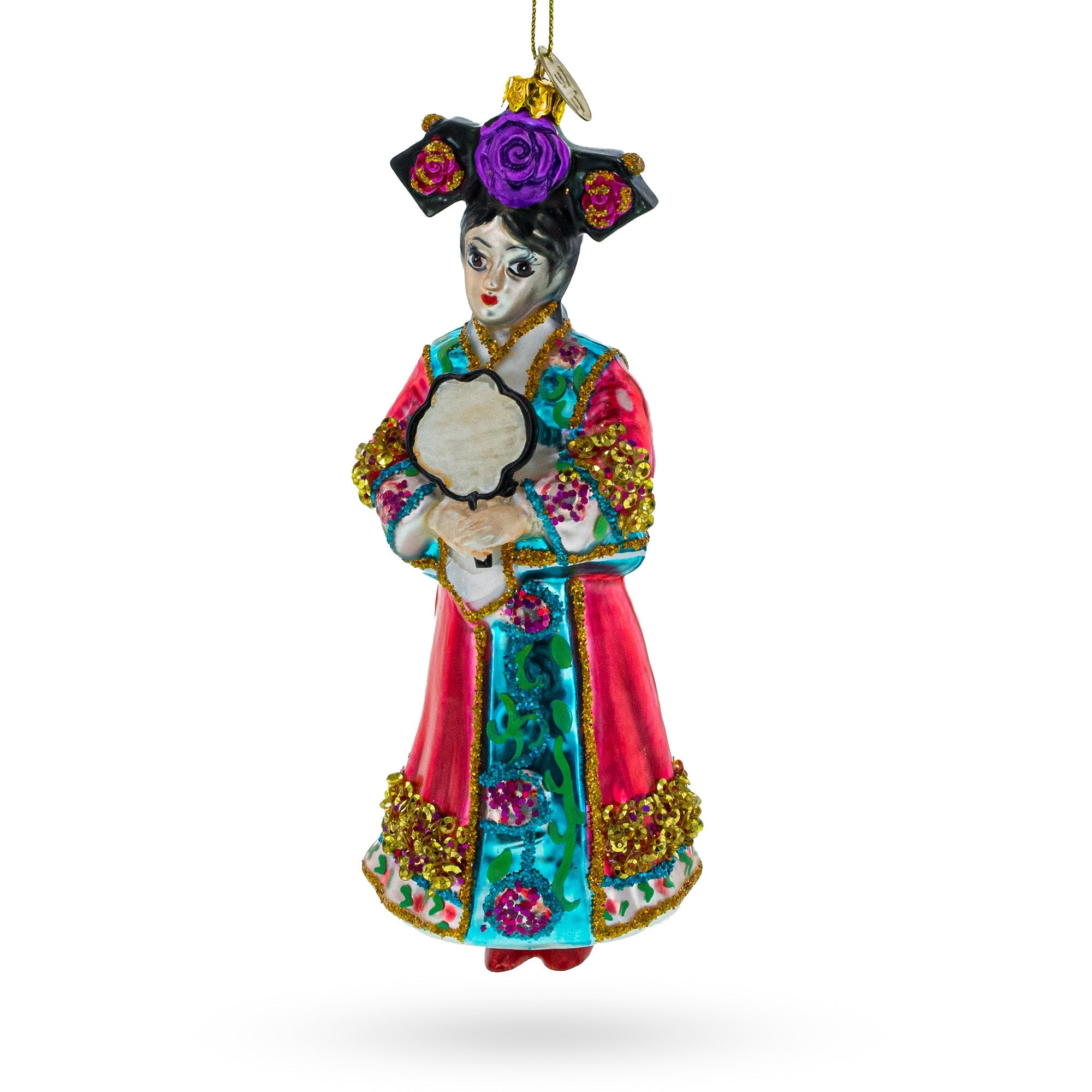 Elegant Woman In Traditional Clothing – Blown Glass Christmas Ornament