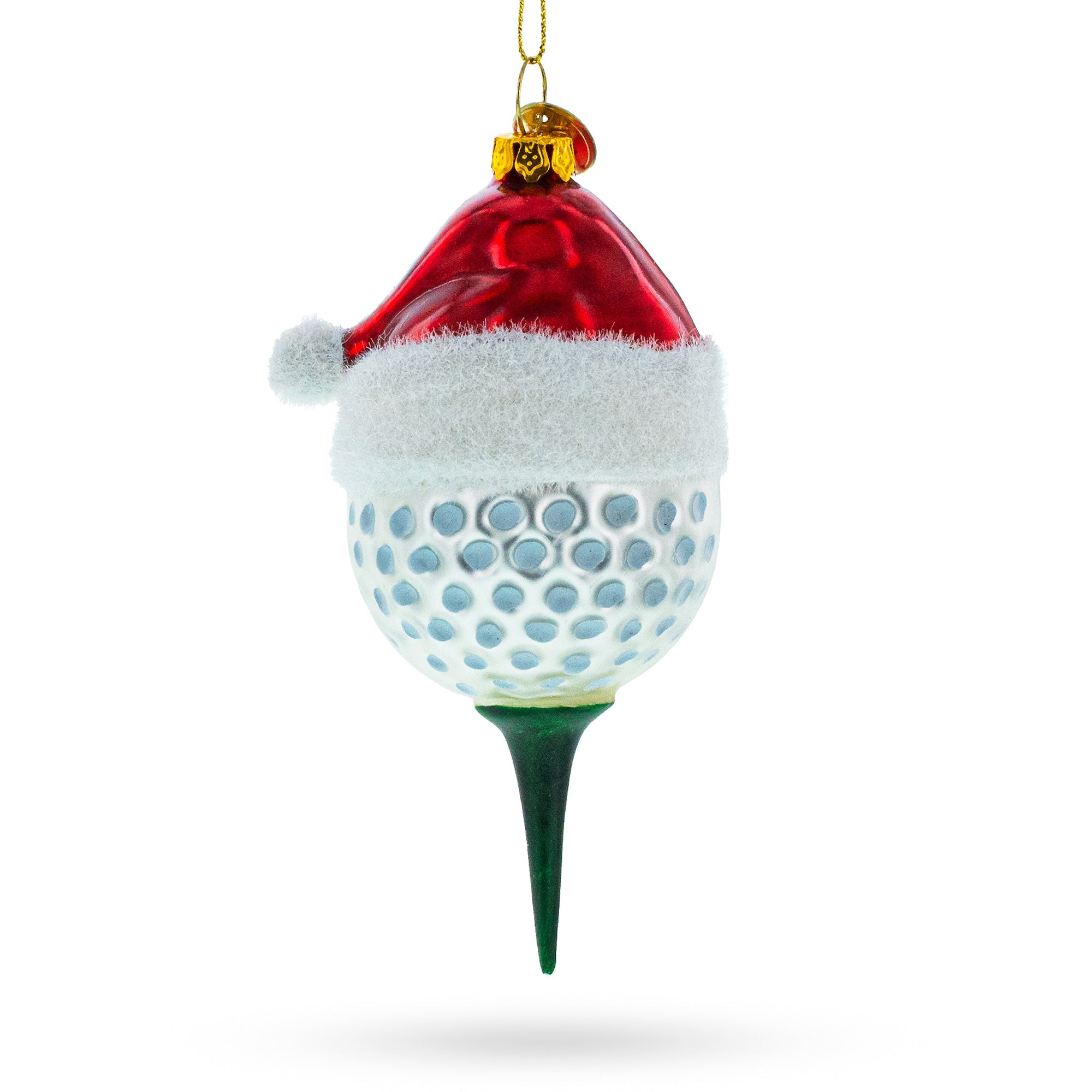 Golf Ball With Holiday Cheer – Blown Glass Christmas Ornament