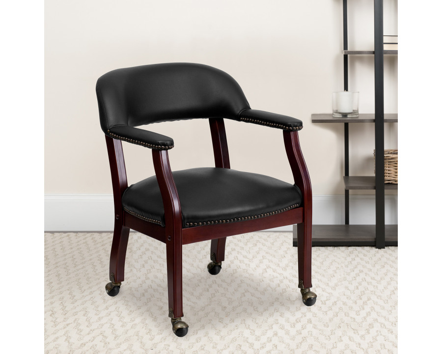 BLNK – Sarah Vinyl Luxurious Conference Chair with Accent Nail Trim and Casters