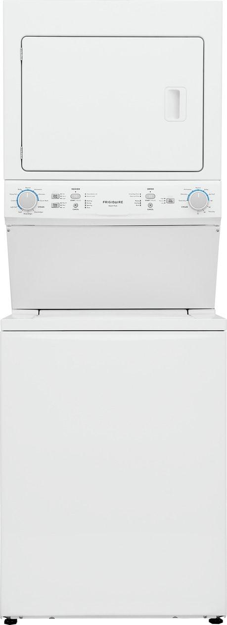 Frigidaire Electric Long Vent Stacked Laundry Center – 3.9 Cu. Ft Washer and 5.5 Cu. Ft. Dryer