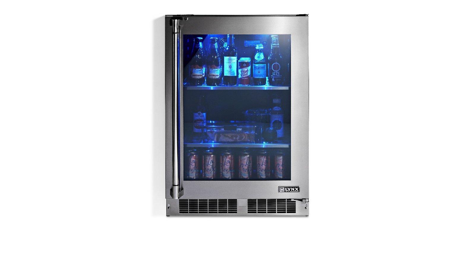 24″ Outdoor Glass Door Refrigerator, Right Hinge