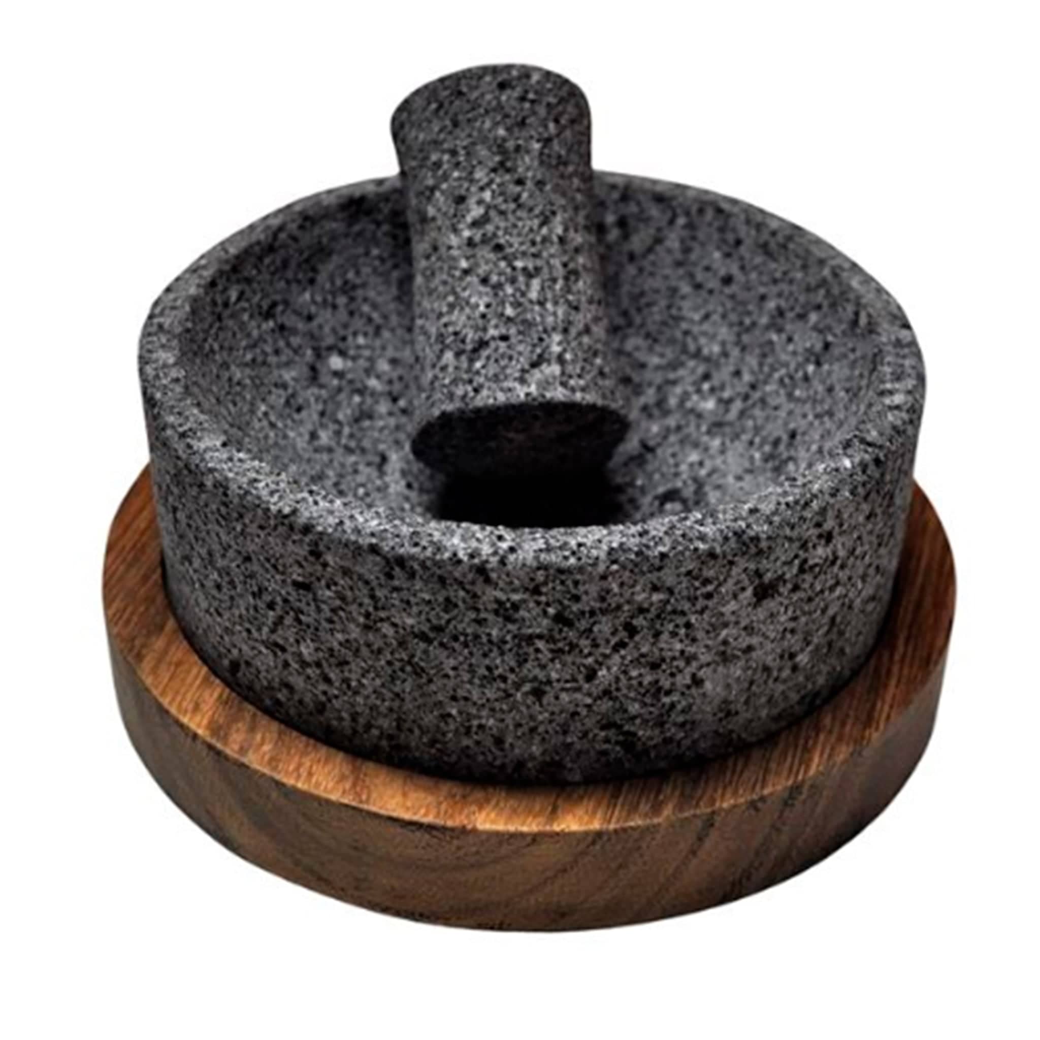 Molcajete Chilmamolli 6″ Volcanic Stone with Wooden Base