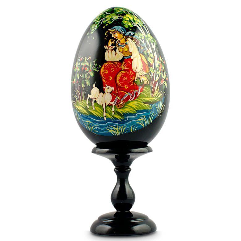 Fairy Tale Hand Painted Wooden Easter Egg 6.25 Inches