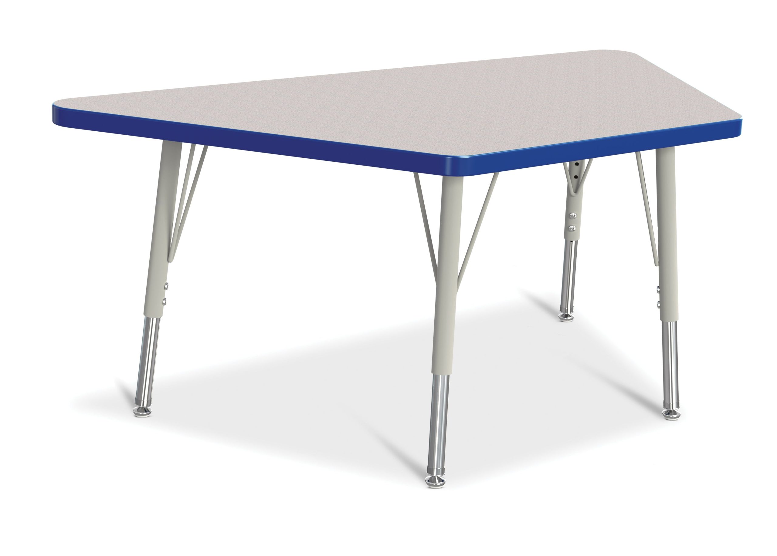 Berries Trapezoid Activity Tables – 24″ X 48″, E-height – Gray/Blue/Gray