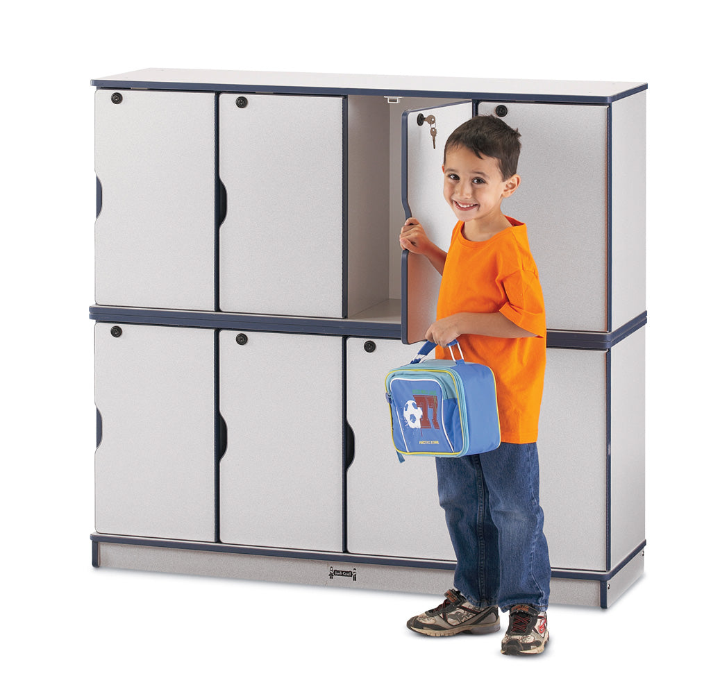 Rainbow Accents Stacking Lockable Lockers –  Double Stack – Blue