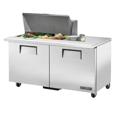 True TSSU-60-15M-B-HC – Mega Top Prep Table, (15) pans, (2) full doors, stainless steel front