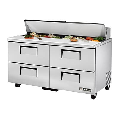 True TSSU-60-16D-4-HC – Sandwich/Salad Prep Table, (16) pans, (4) drawers, stainless steel front